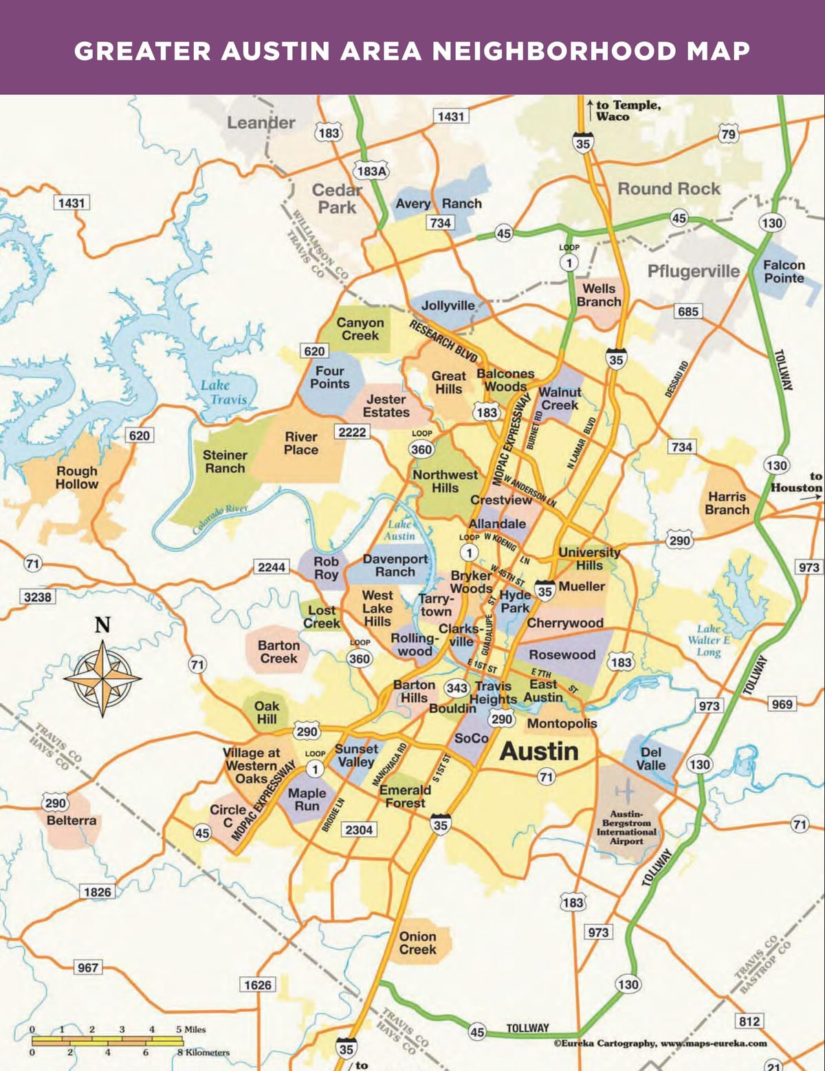 ramani ya Austin texas vitongoji