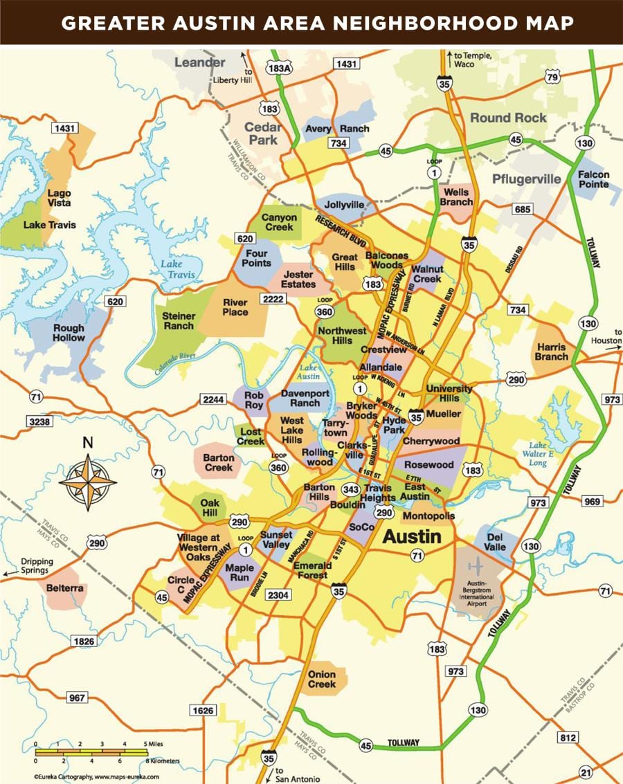 ramani ya Austin Tx eneo